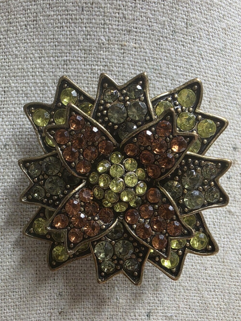 Vintage  Floral  Rhinestone Statement Brooch